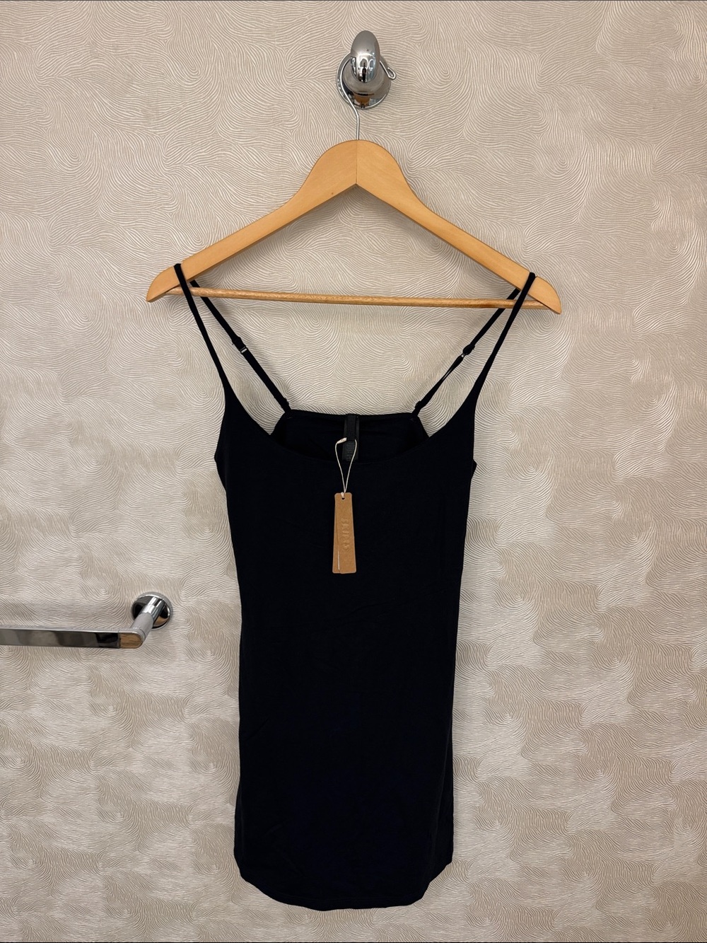 SKIMS Smooth Lounge Skimpy Strap Mini Dress Obsidian Black Size Medium NWT